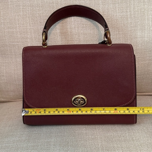 Burgundy Coach Tilly Top Handle Leather Satchel F76618 - Picture 10 of 12